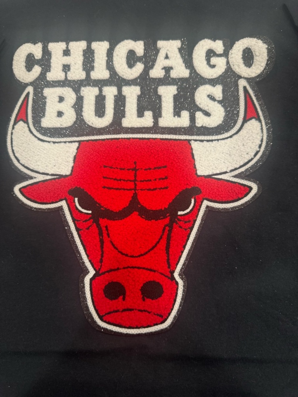 Black Tee with Red and White Chicago Bulls Logo